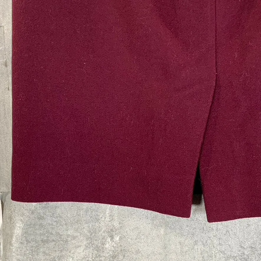 J.CREW The Pencil Skirt Women's Cabernet Rouge Double-Serge Wool Skirt SZ 0