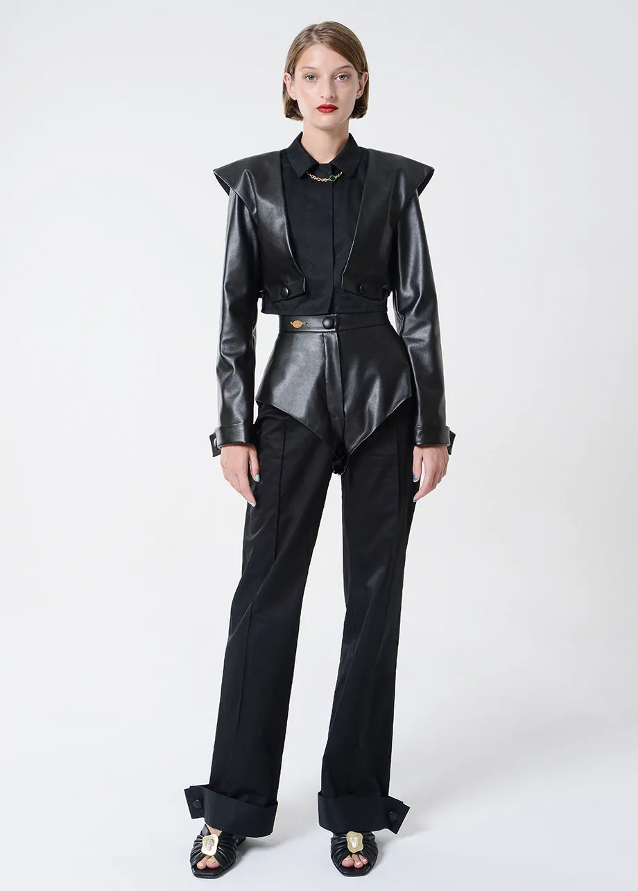 JOANA LEATHER CUFF PANTS