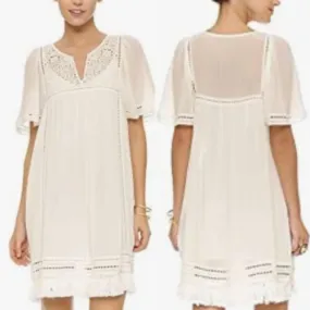 JOIE RAINEY CREPE BABYDOLL IVORY DRESS SIZE XS