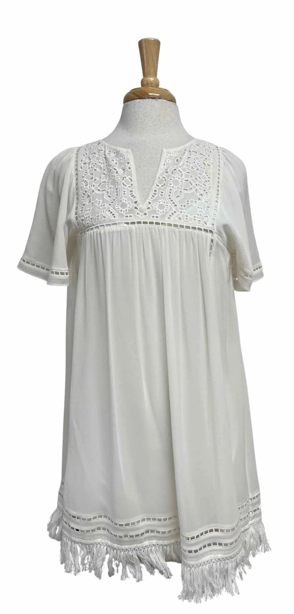 JOIE RAINEY CREPE BABYDOLL IVORY DRESS SIZE XS