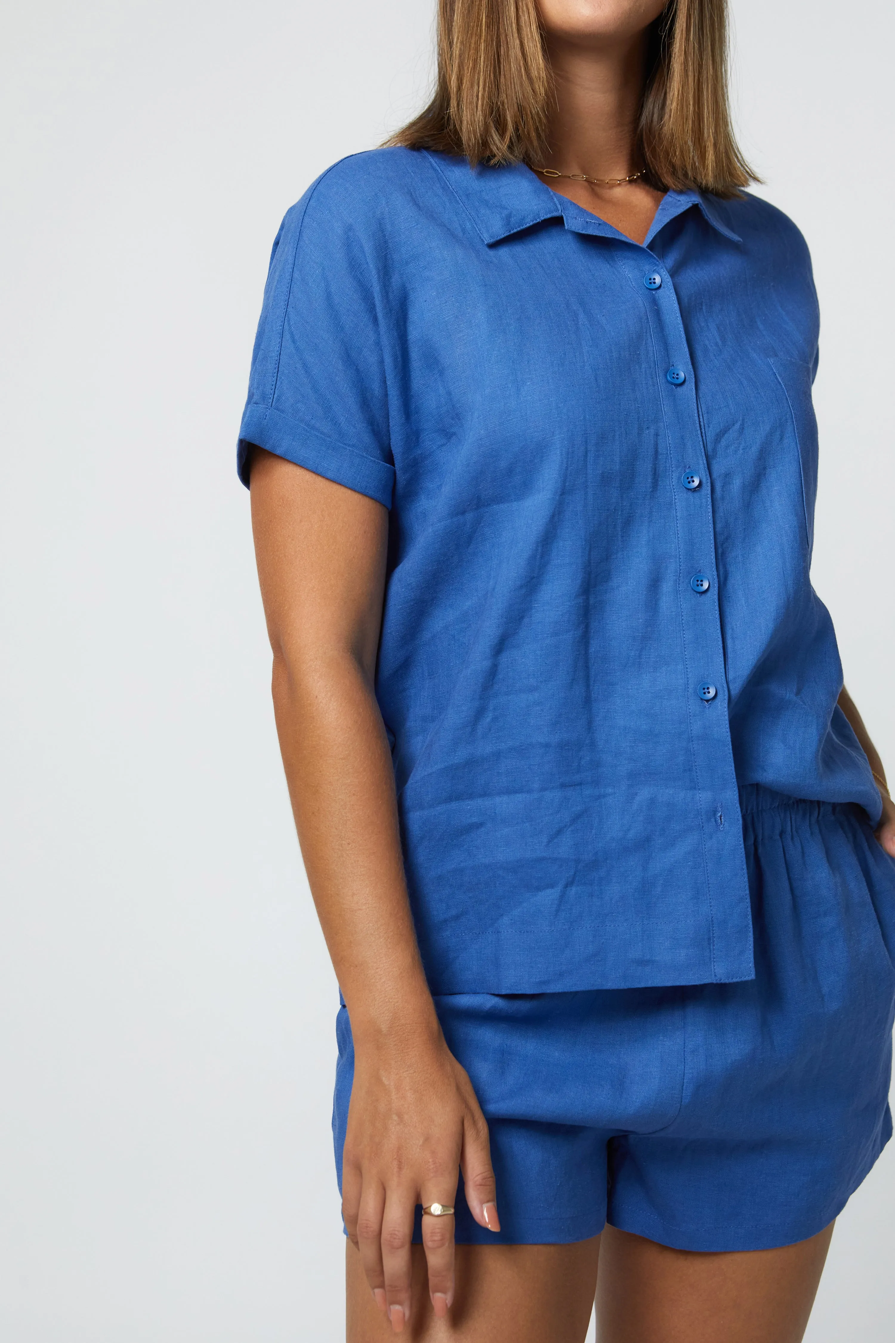 JUDE LINEN SHORT - COBALT