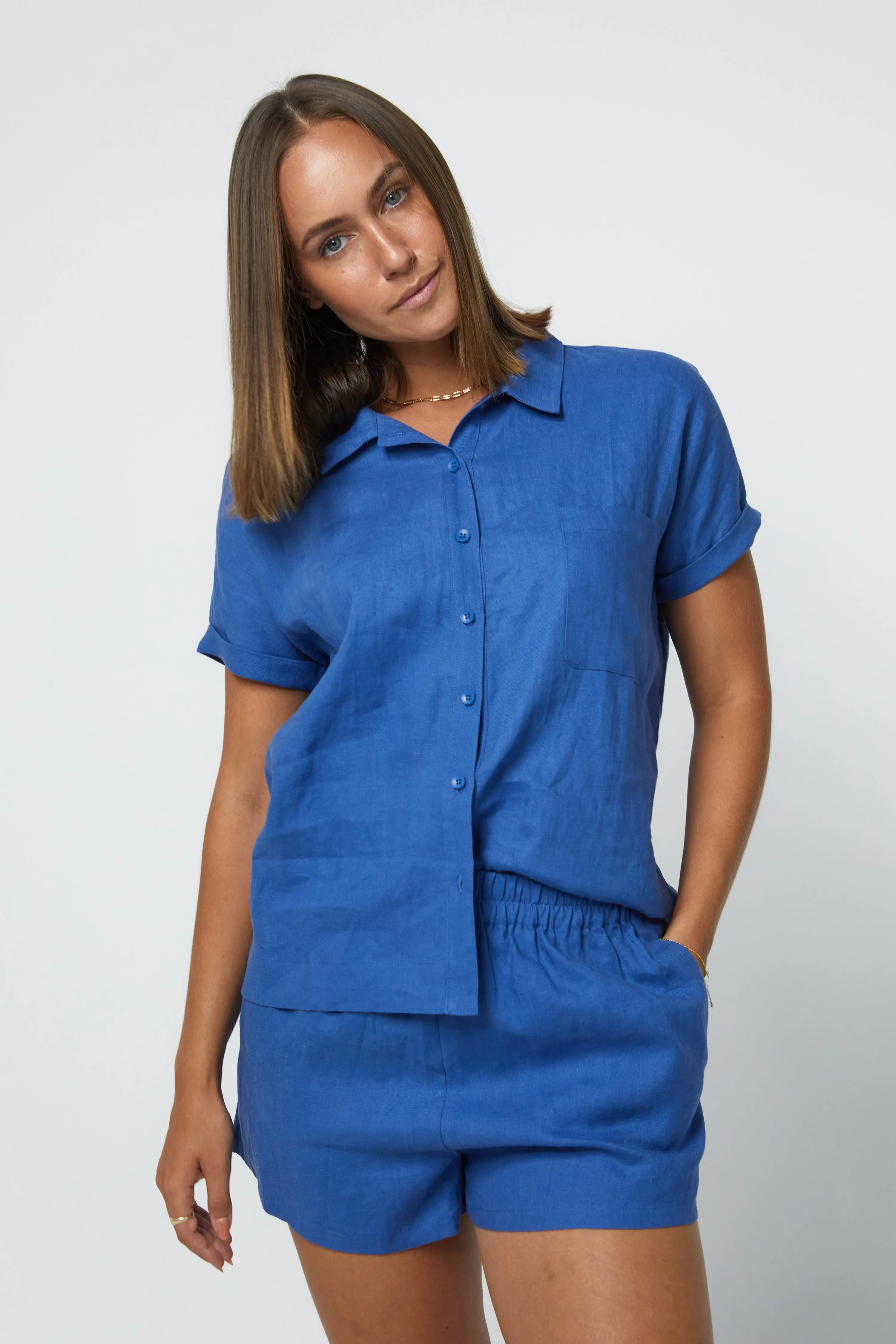 JUDE LINEN SHORT - COBALT