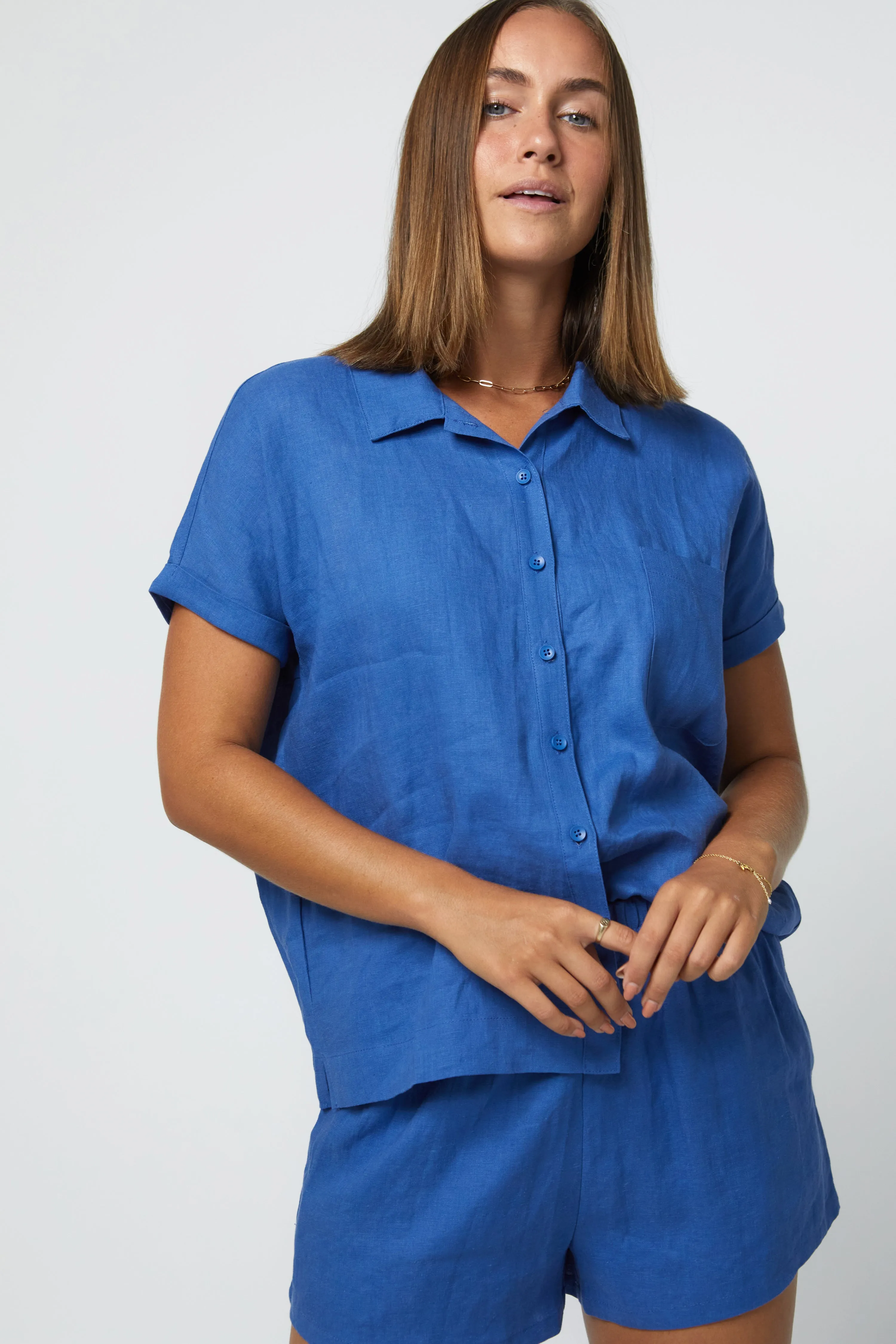 JUDE LINEN SHORT - COBALT