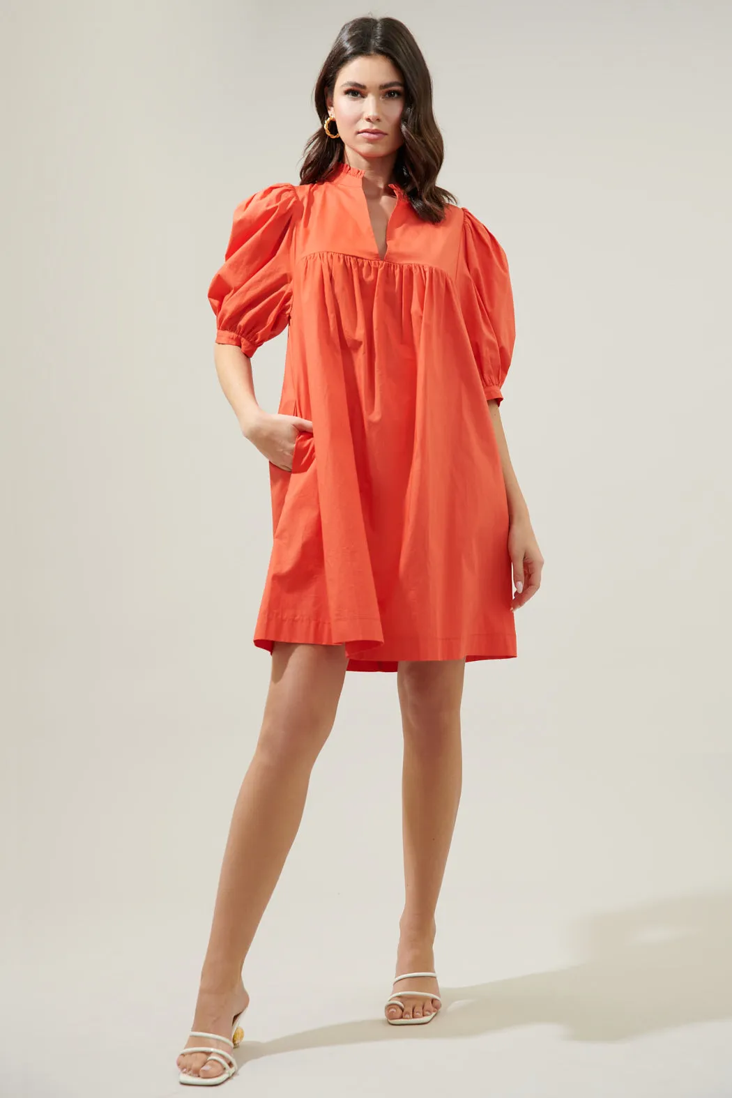 Julissa Split Neck Babydoll Dress