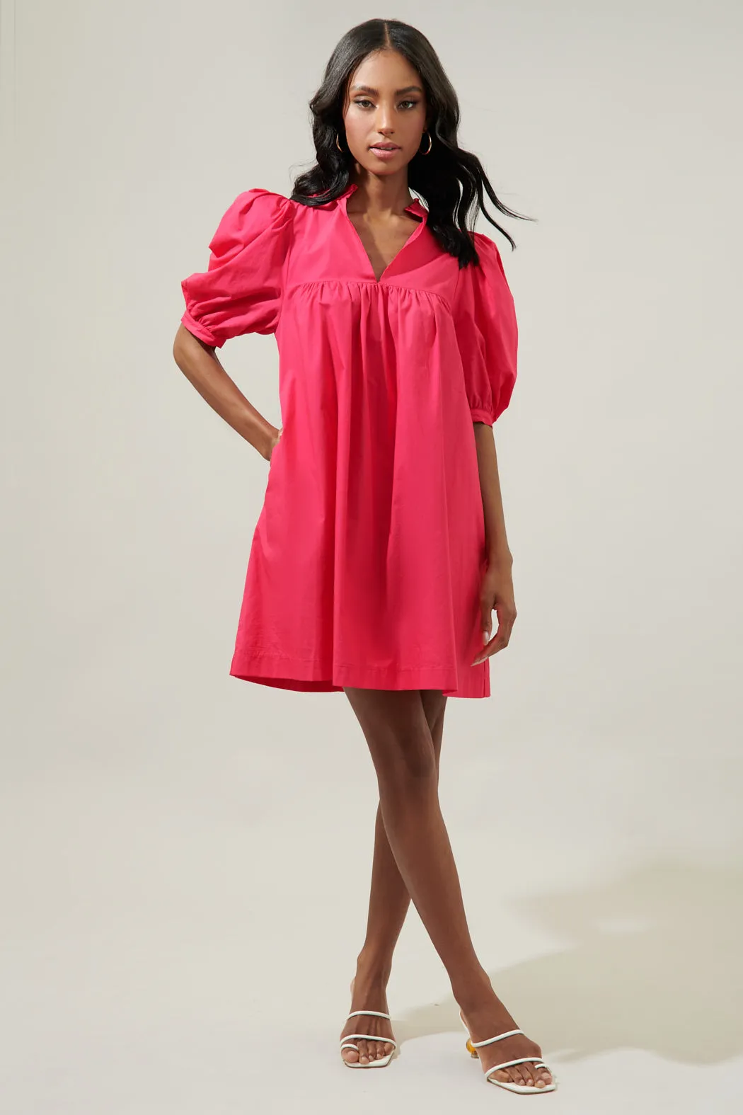 Julissa Split Neck Babydoll Dress