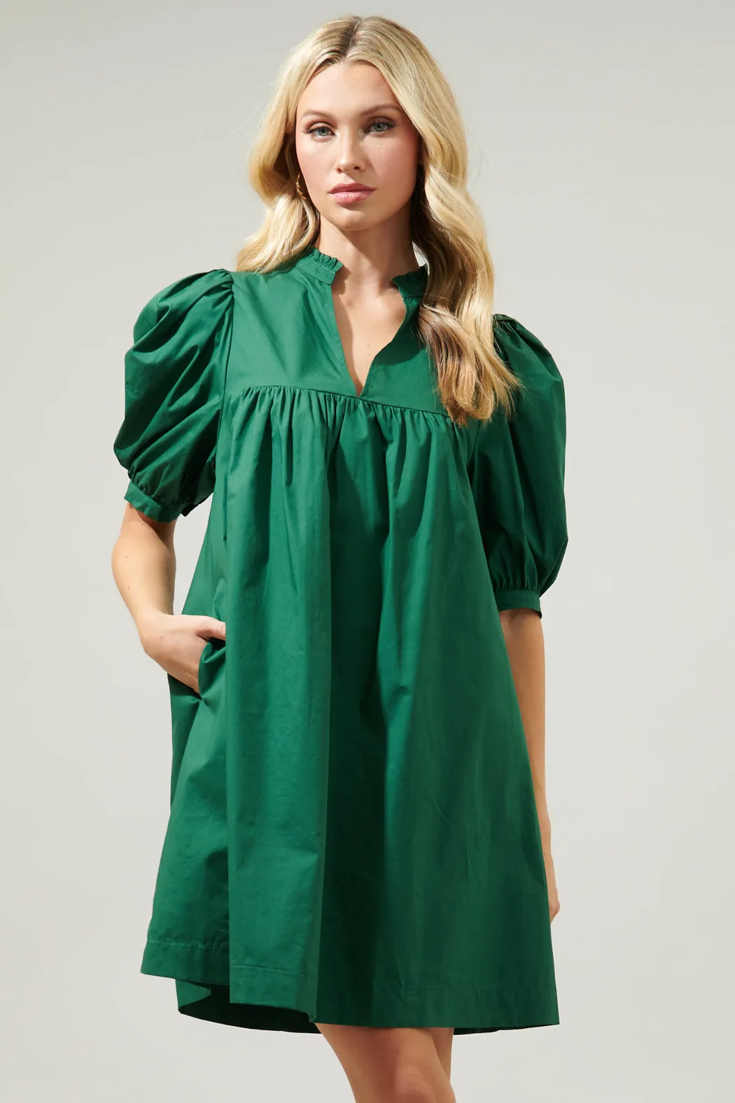 Julissa Split Neck Babydoll Dress