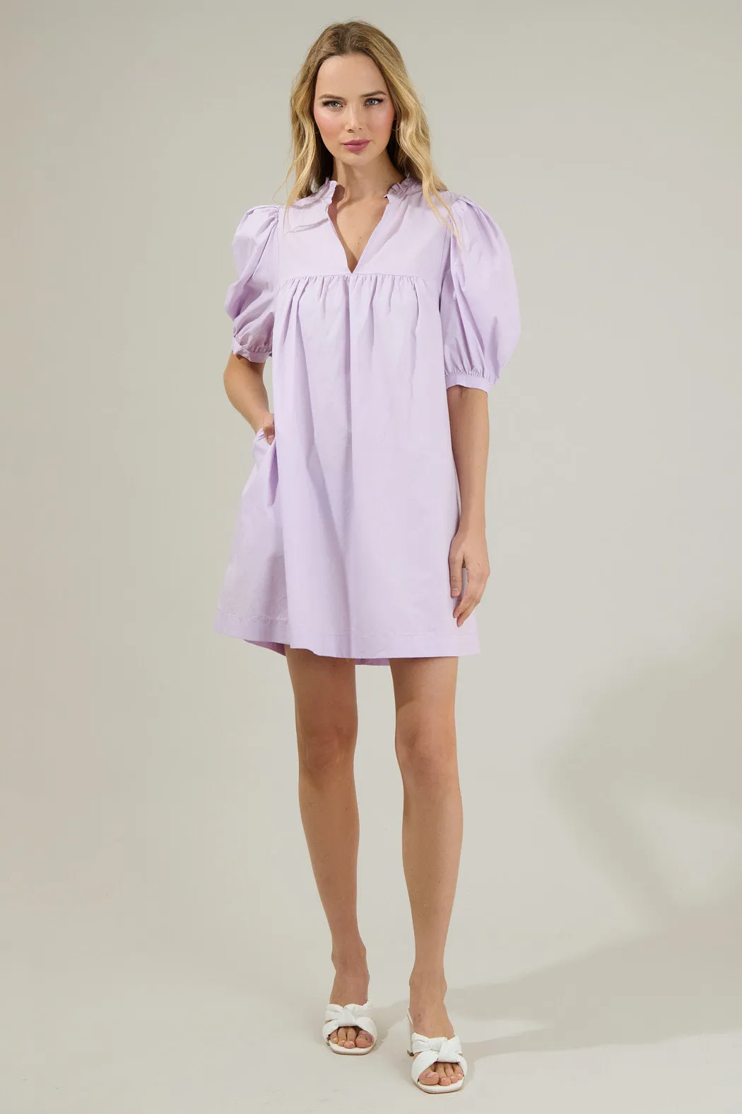 Julissa Split Neck Babydoll Dress