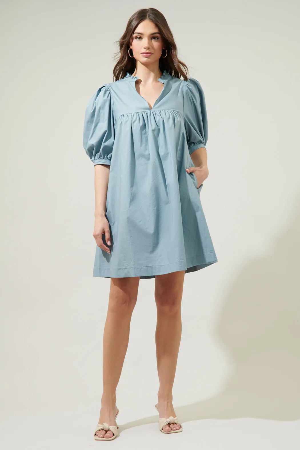 Julissa Split Neck Babydoll Dress