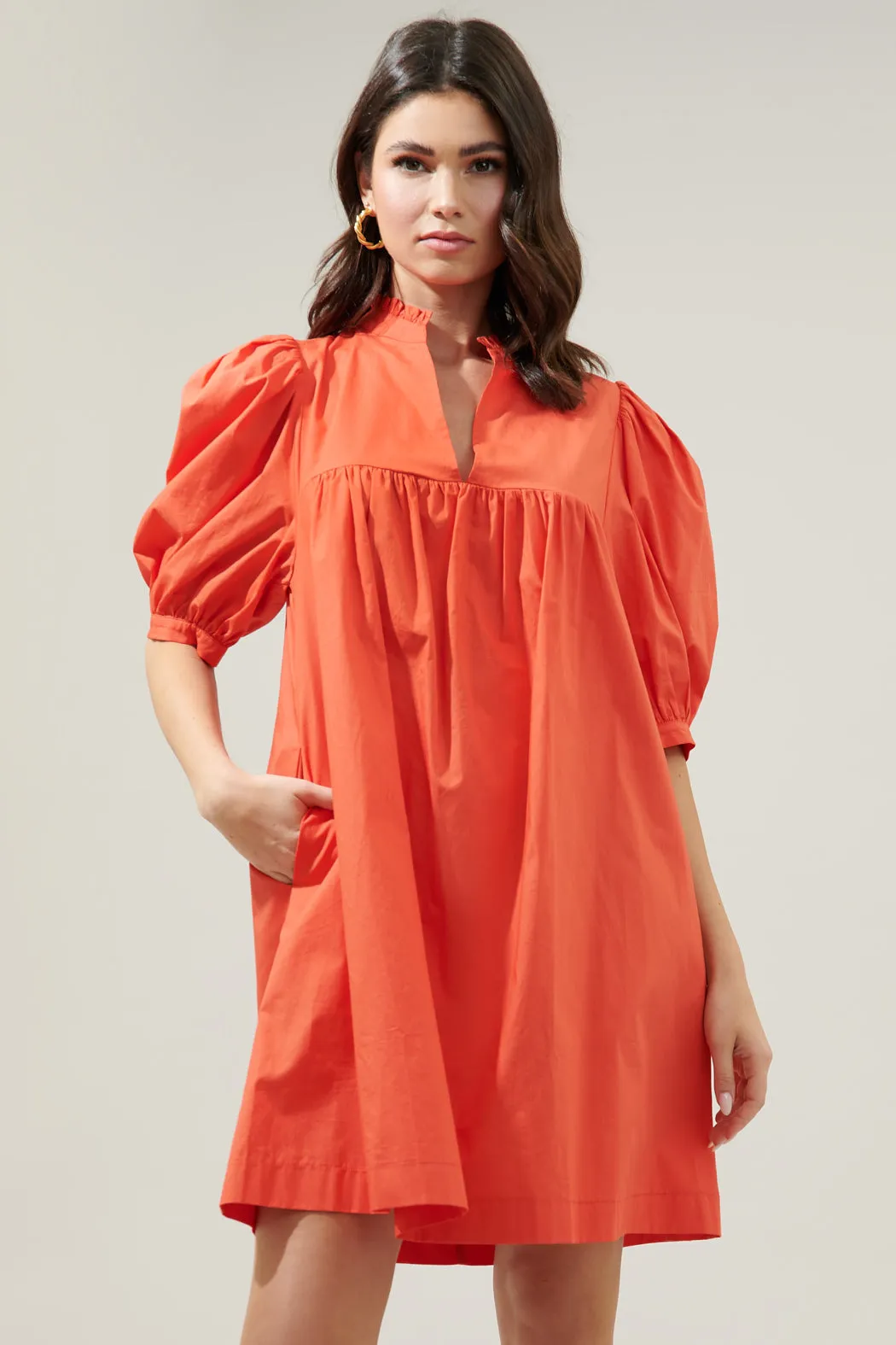 Julissa Split Neck Babydoll Dress