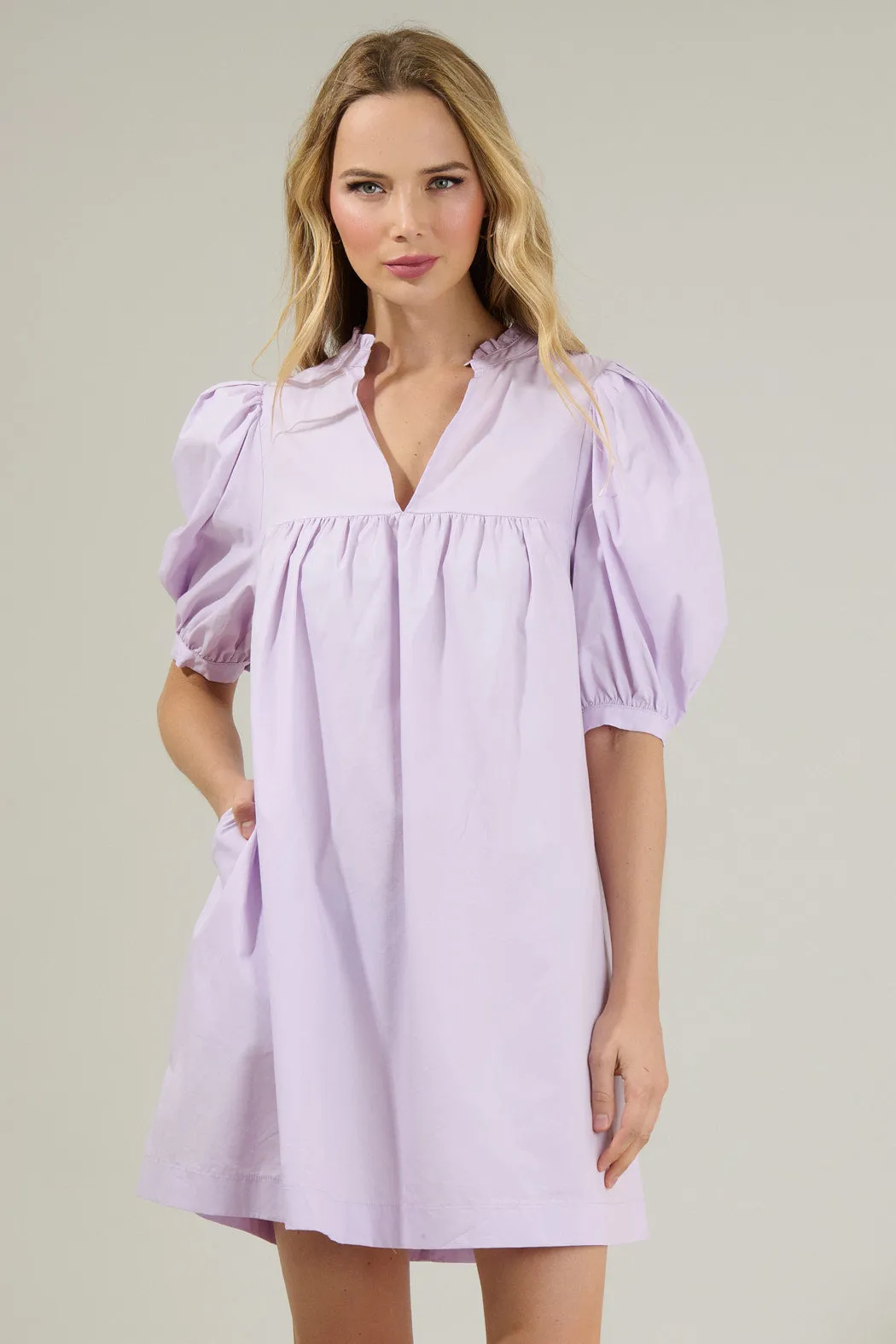 Julissa Split Neck Babydoll Dress