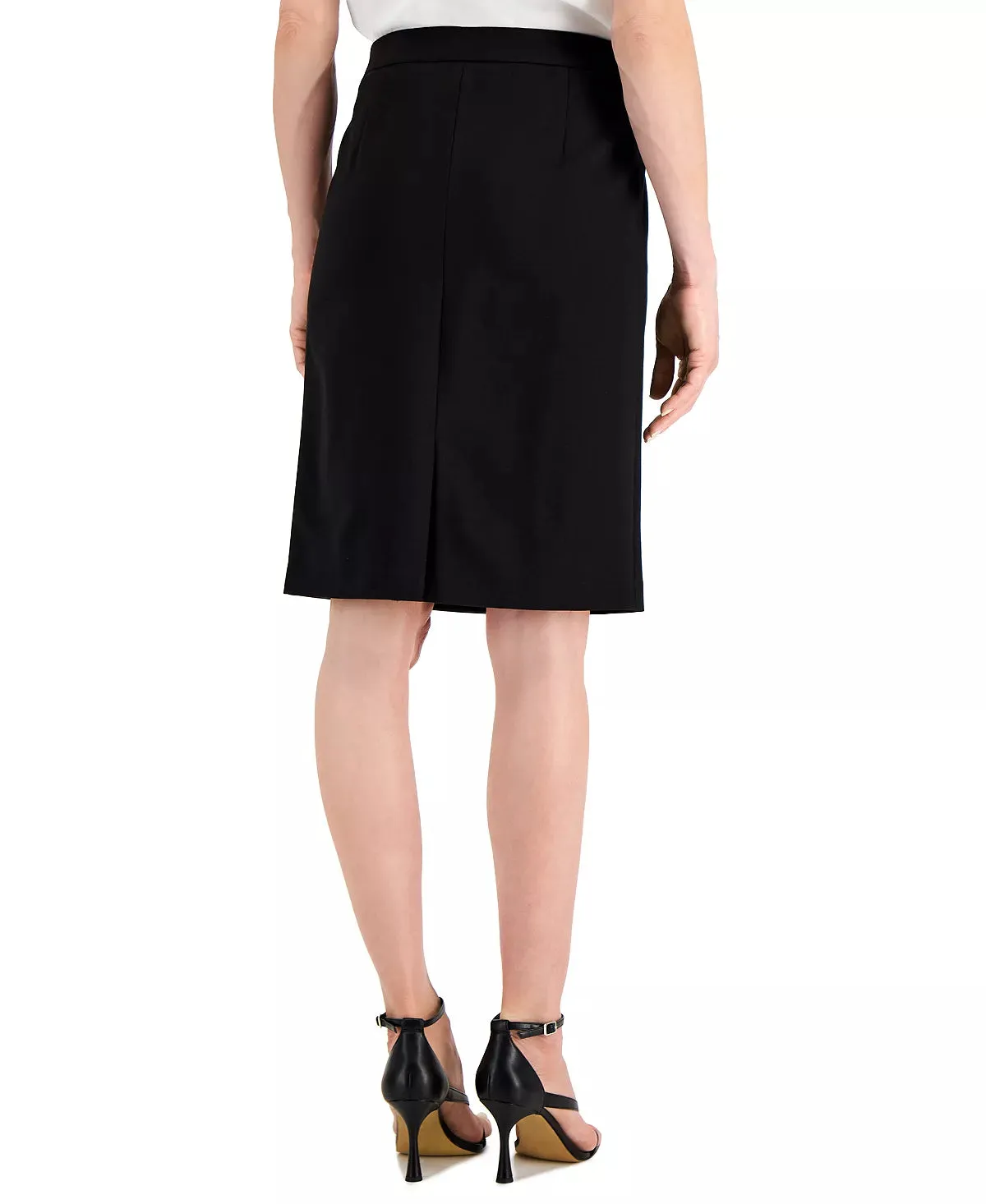 Kasper Plus Size Faux-Leather-Front Pencil Skirt