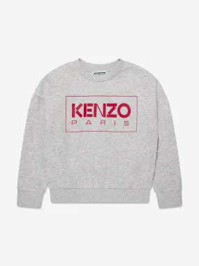 KENZO Girls Logo Print Sweatshirt in Grey