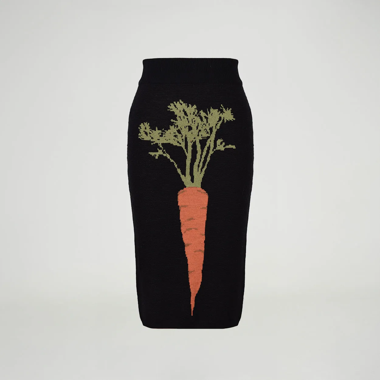 Knit Skirt with Carrot Motif
