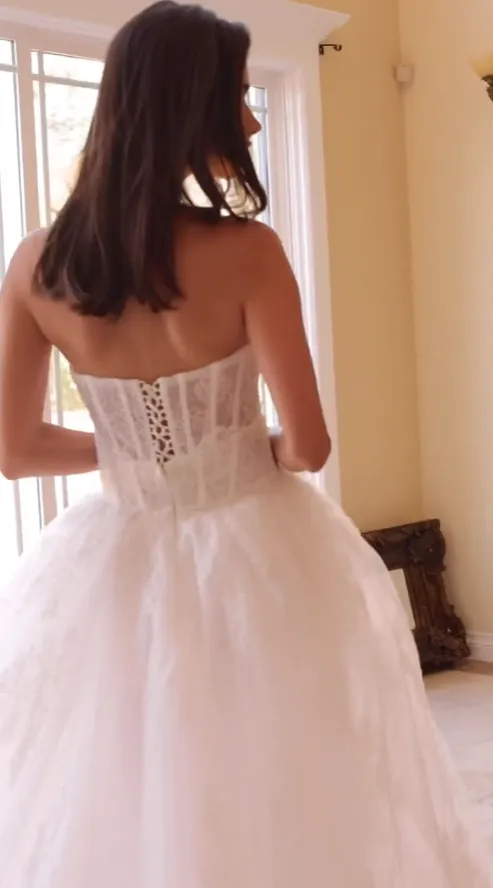 Lace Strapless Overskirt Bridal Gown by Ladivine WL044