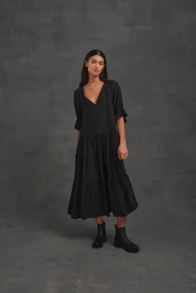 LAST CHANCE! Carrie Cupro Maxi Dress- Black
