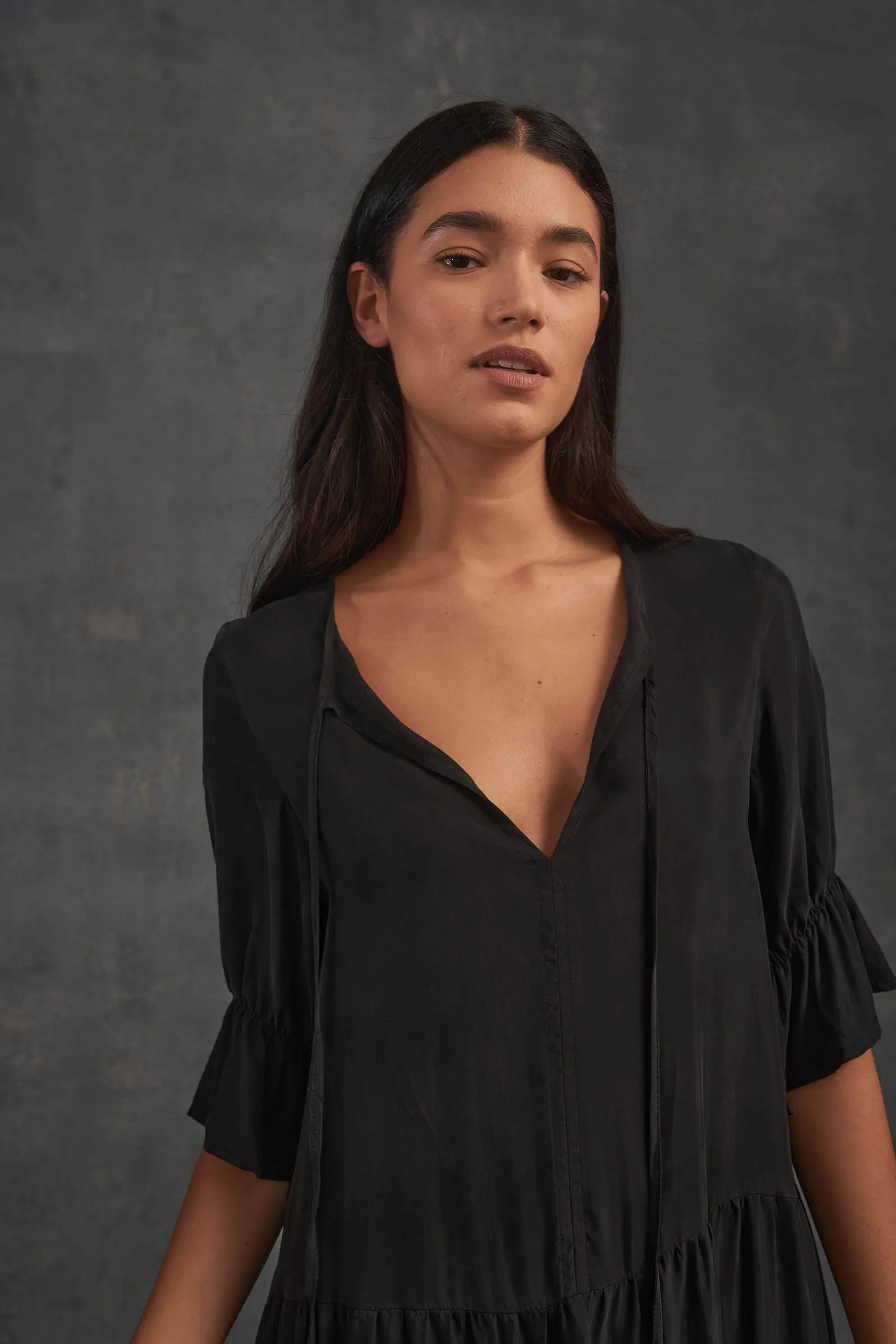 LAST CHANCE! Carrie Cupro Maxi Dress- Black