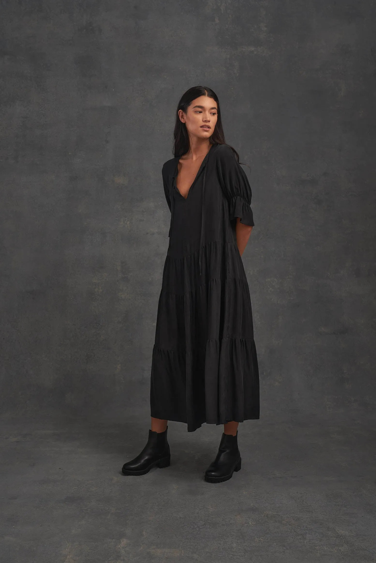 LAST CHANCE! Carrie Cupro Maxi Dress- Black