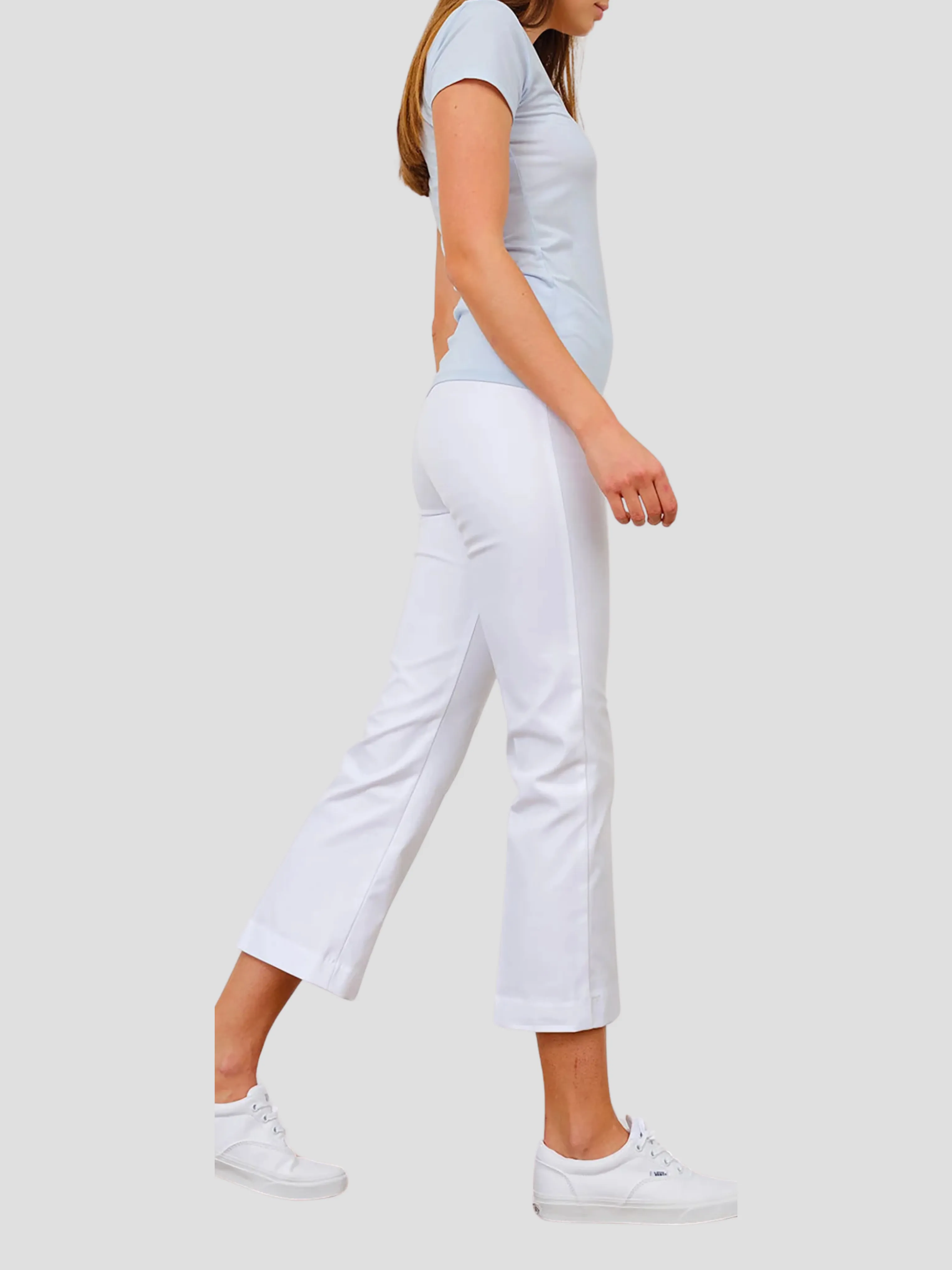 Leo Crop Flare Pant in White