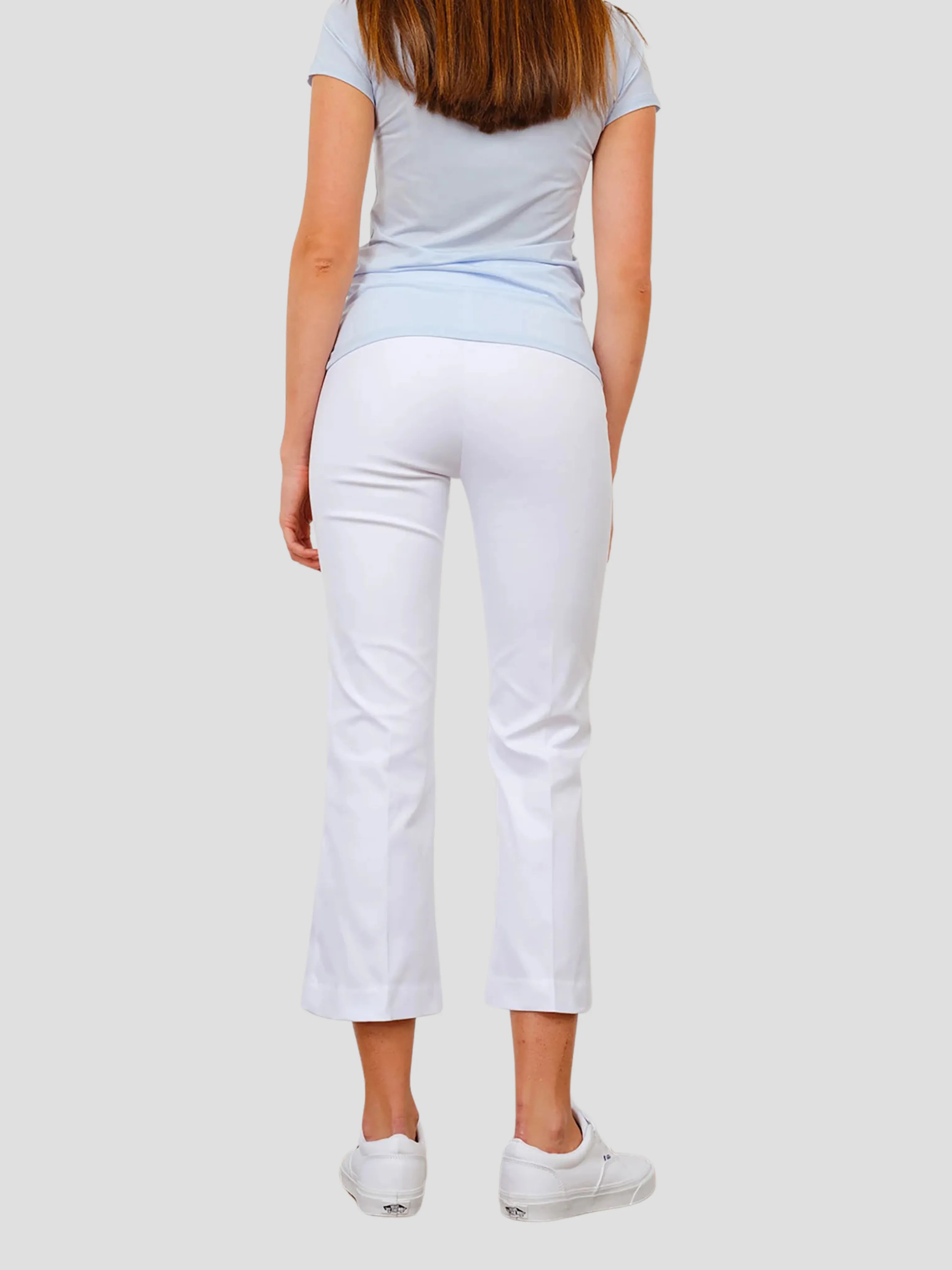 Leo Crop Flare Pant in White