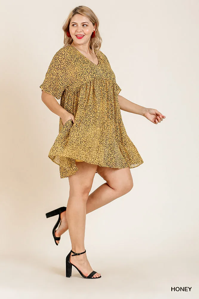 Leopard Babydoll Dress, Honey