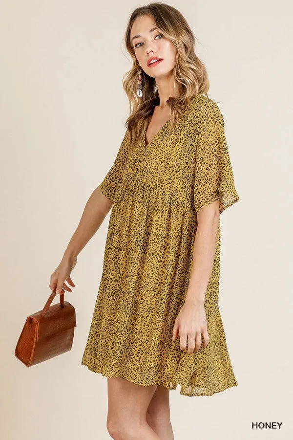Leopard Babydoll Dress, Honey