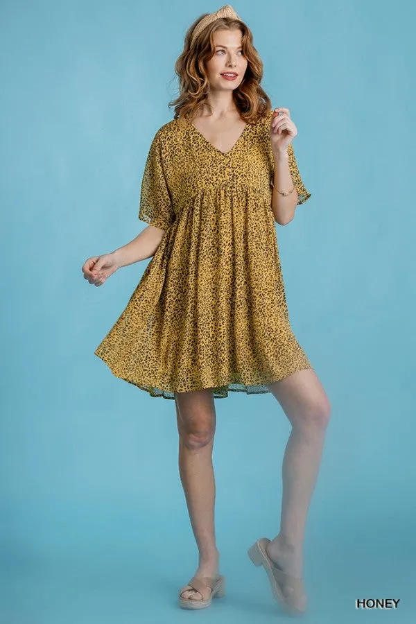 Leopard Babydoll Dress, Honey