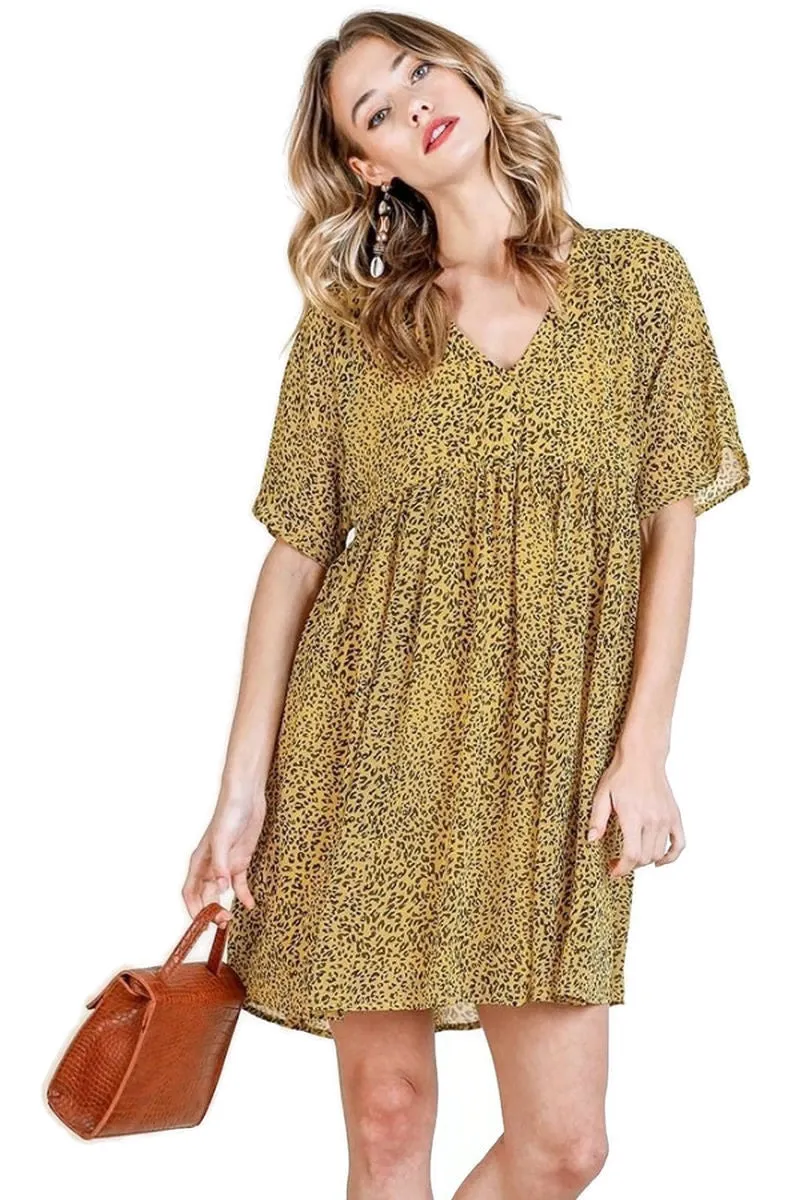 Leopard Babydoll Dress, Honey