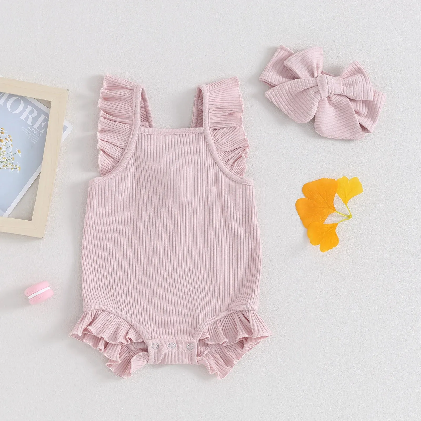LILY Ribbed Ruffle Romper