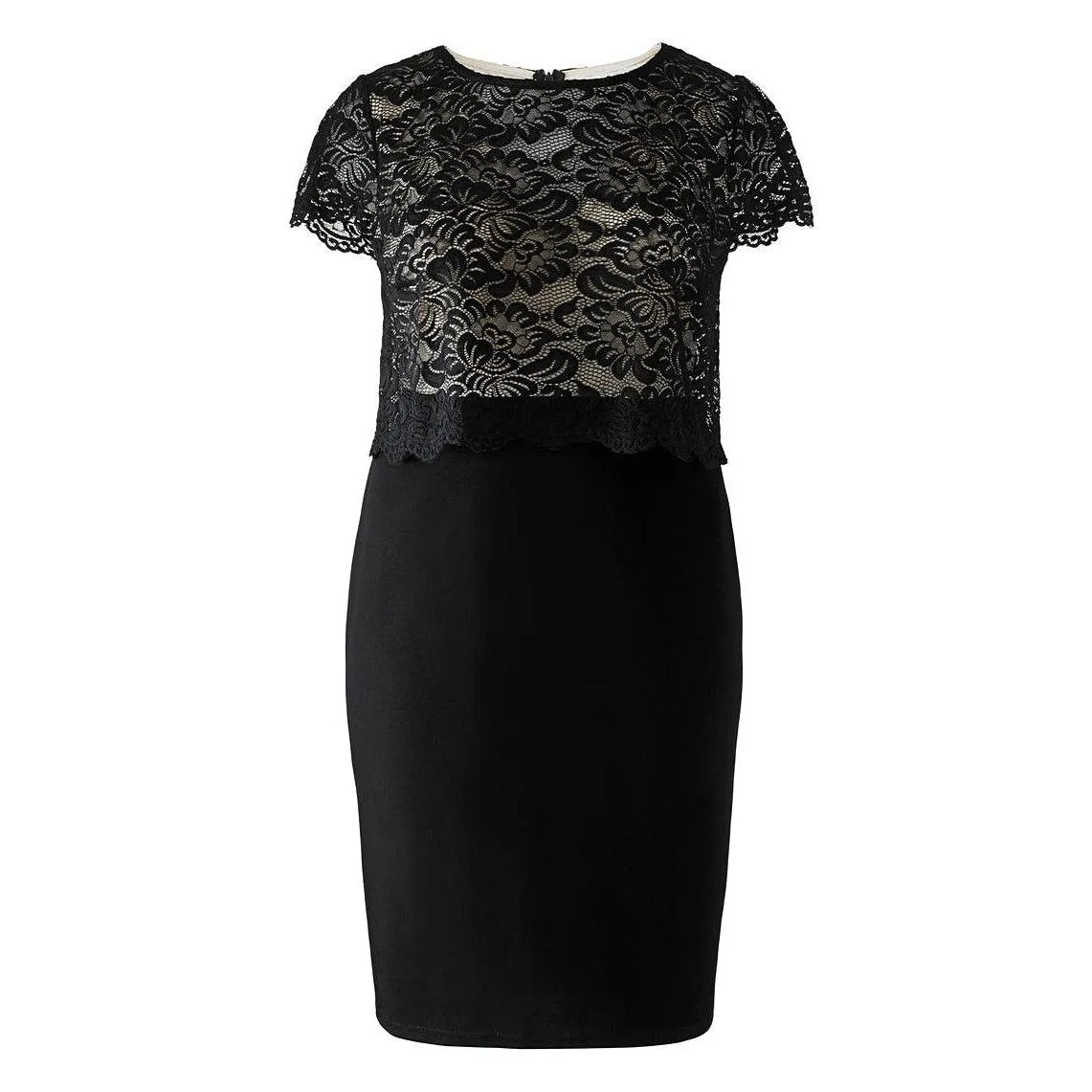 Lipstick Boutique Black Double Layered Lace Pencil Dress