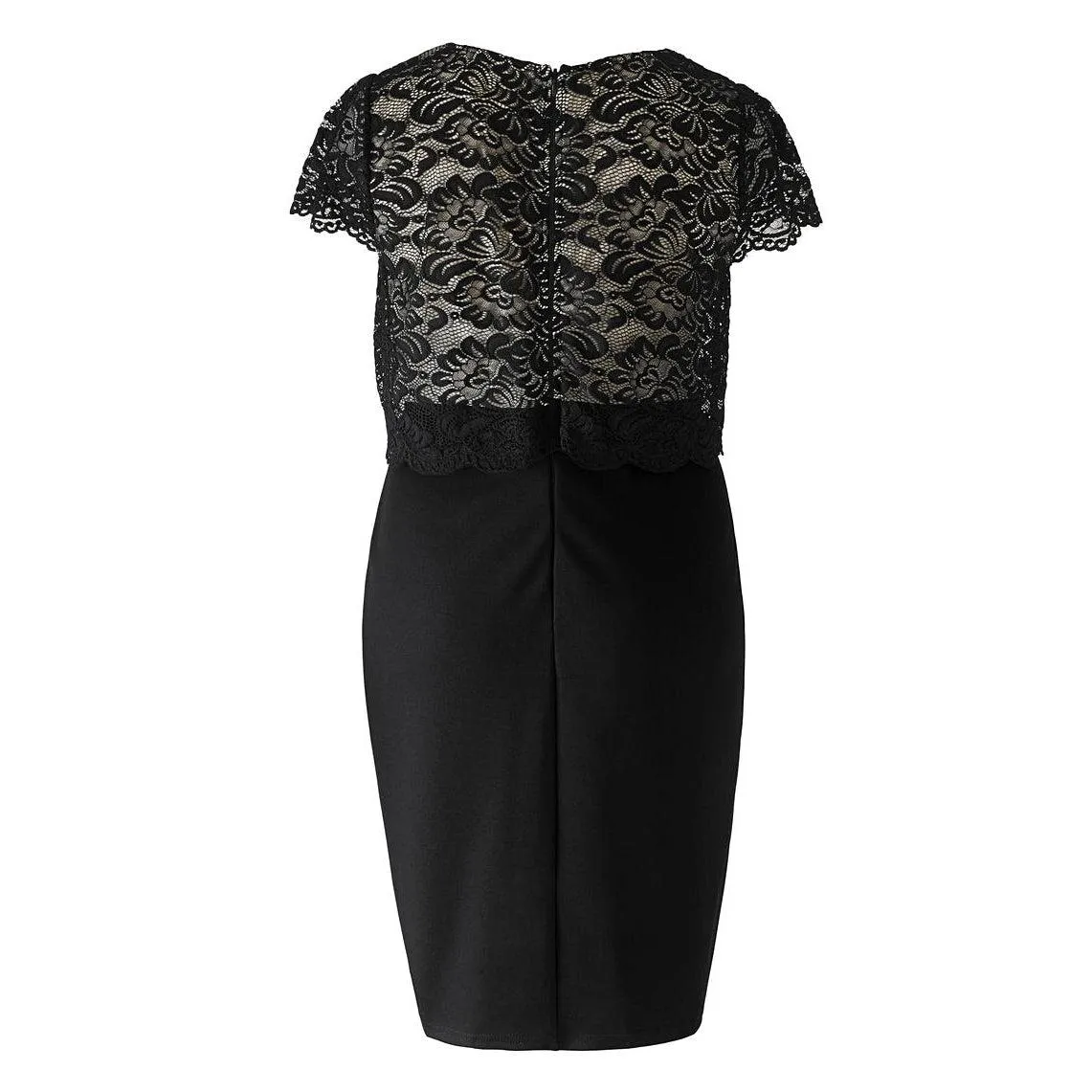 Lipstick Boutique Black Double Layered Lace Pencil Dress
