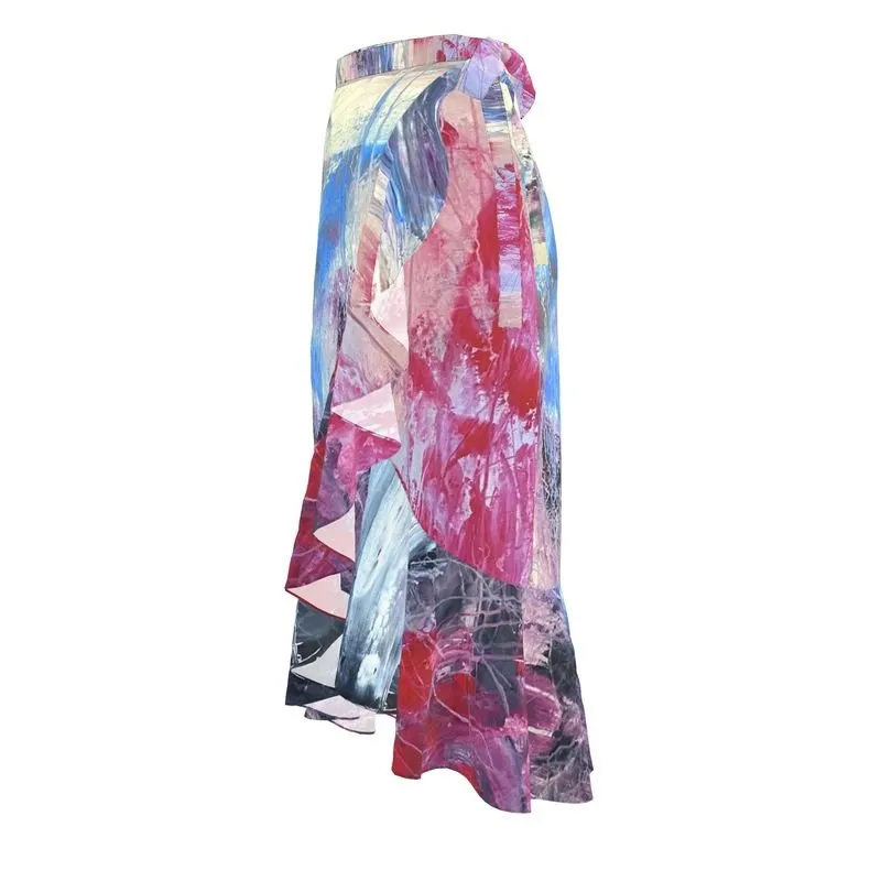 Long Flounce Skirt Abstract Sailing