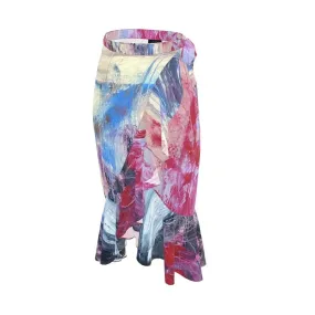 Long Flounce Skirt Abstract Sailing