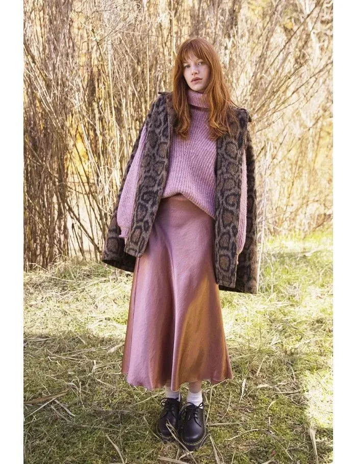 Long Satin Skirt - Pink