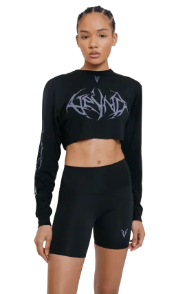 LONG SLEEVE BOXY T-SHIRT GRAY VEINS GRAPHIC - Black