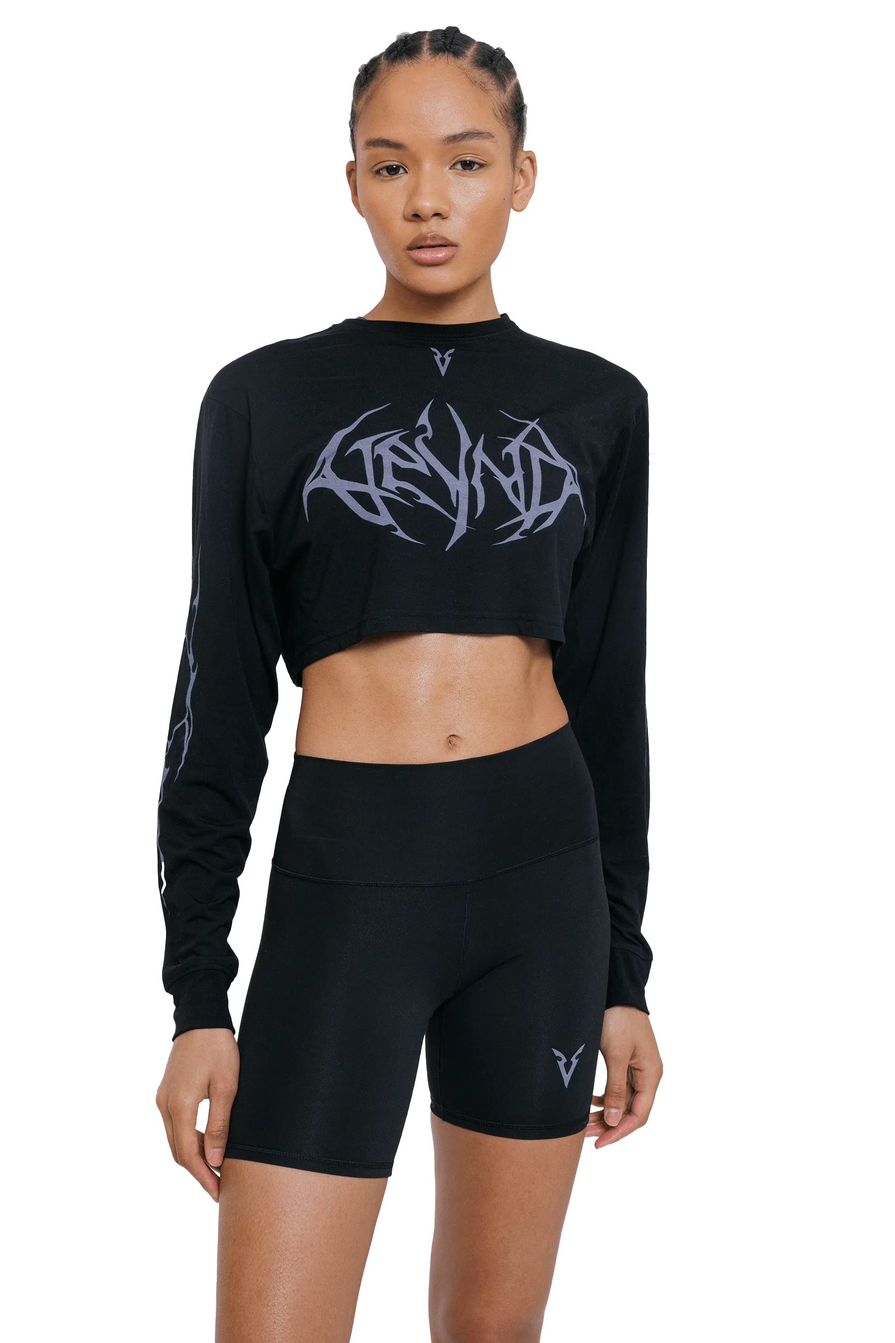 LONG SLEEVE BOXY T-SHIRT GRAY VEINS GRAPHIC - Black