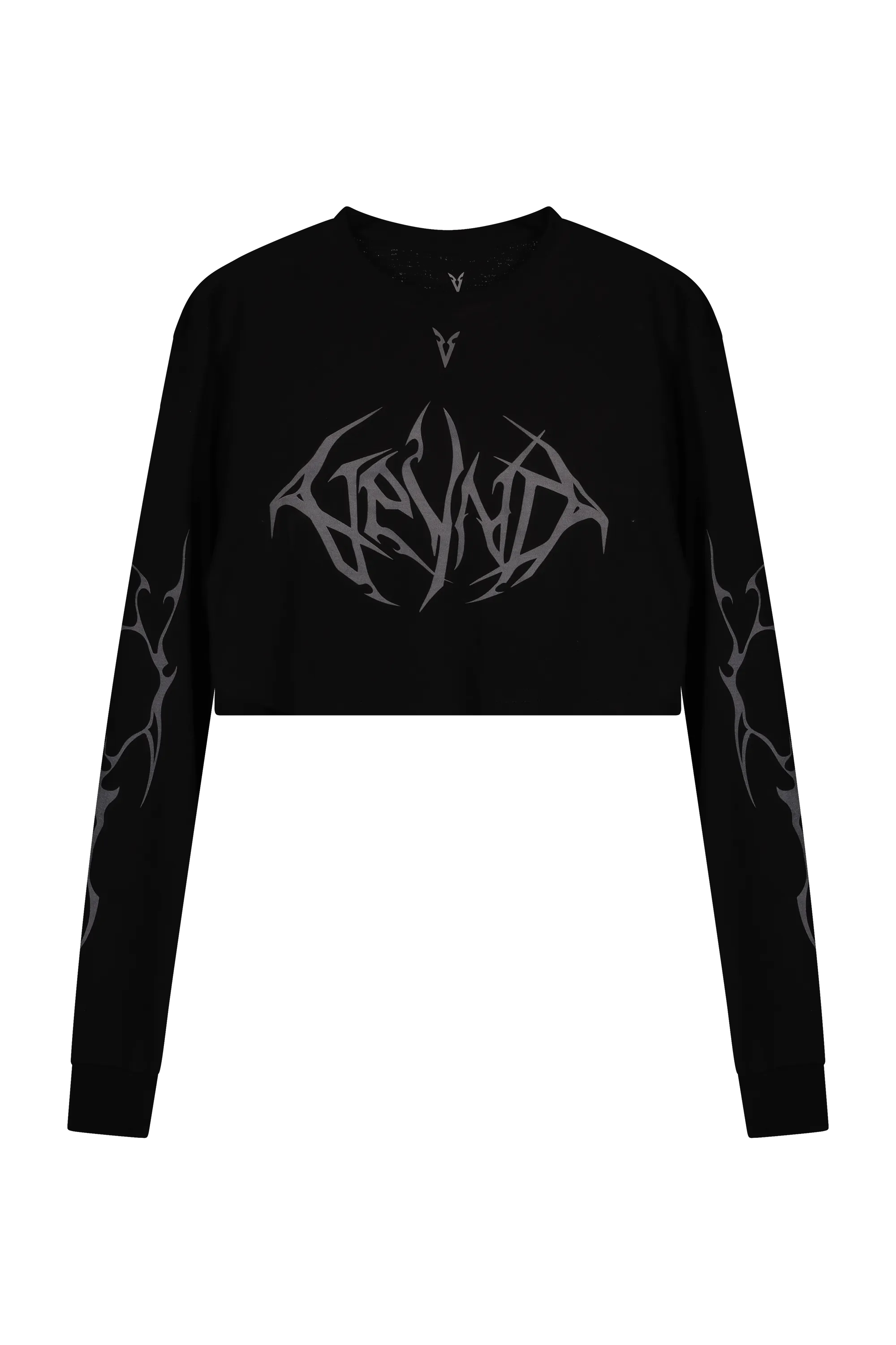 LONG SLEEVE BOXY T-SHIRT GRAY VEINS GRAPHIC - Black