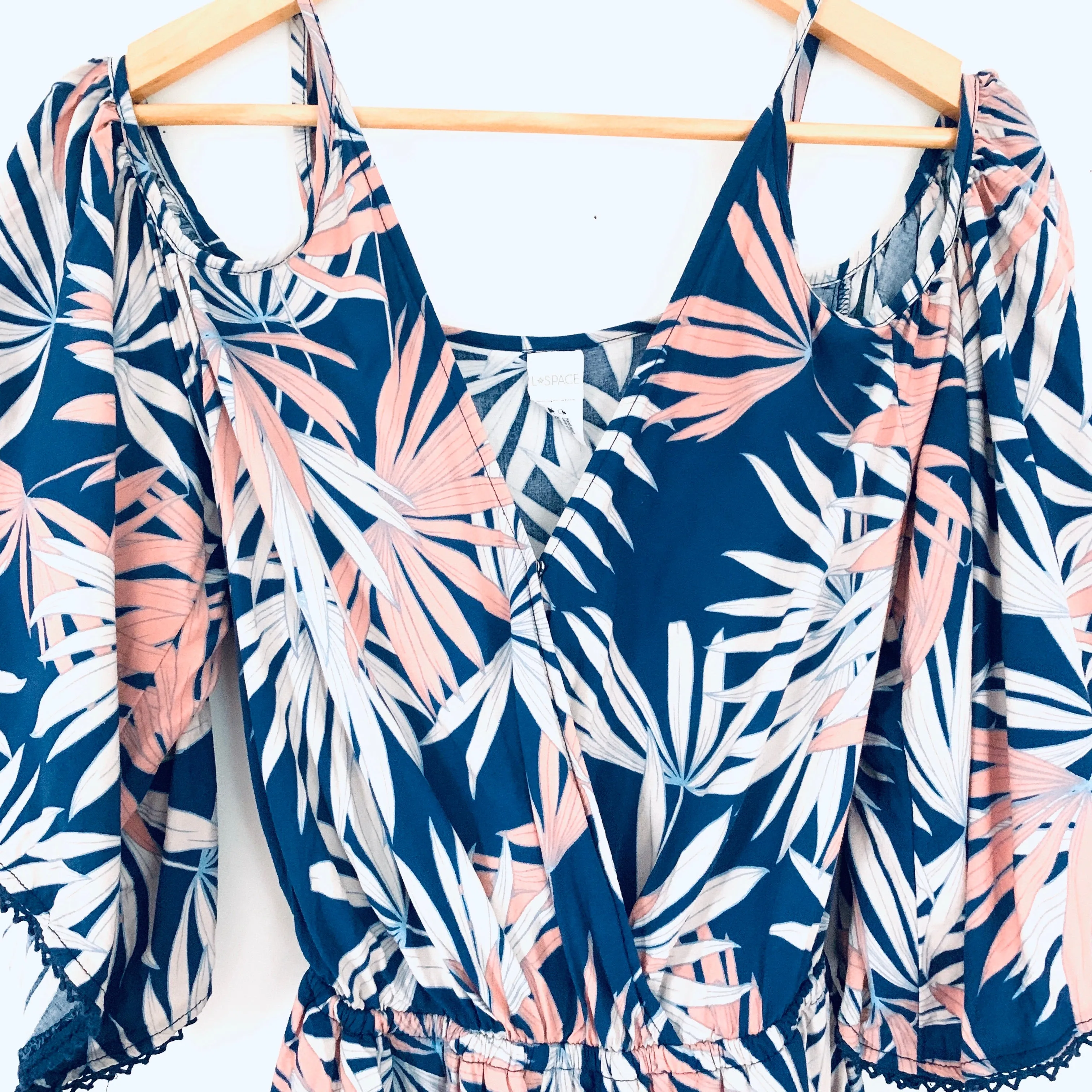 L*Space Palm Print Open Arm Elastic Waist Romper- Size XS
