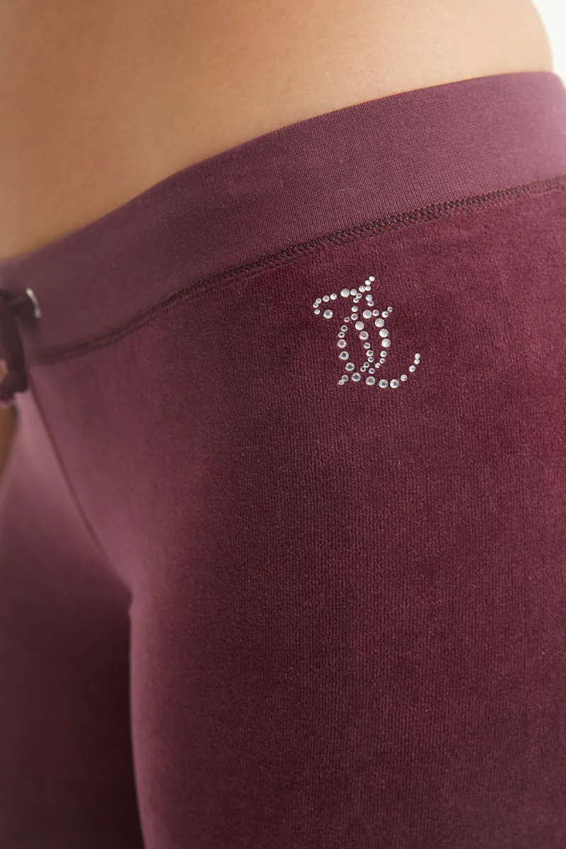 Malibu Small Bling Cotton Velour Track Pants