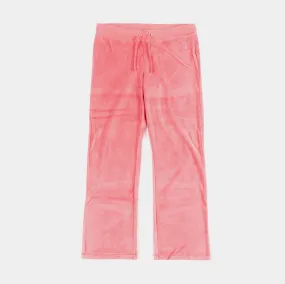 Malibu Small Bling Velour Track Womens Pants (Pink)