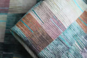 Marching Teal Stripes Washed Printed Linen
