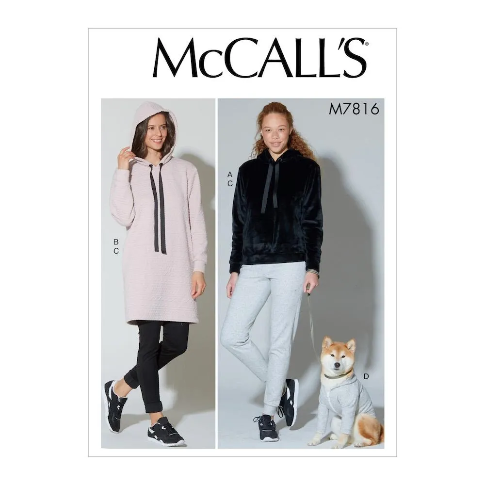 McCall's Pattern M7816 Misses' Top, Dress, Pants and Dog Coat