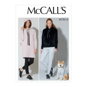 McCall's Pattern M7816 Misses' Top, Dress, Pants and Dog Coat