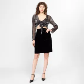 Medium 90s Black Velvet Mini Pencil Skirt 30"