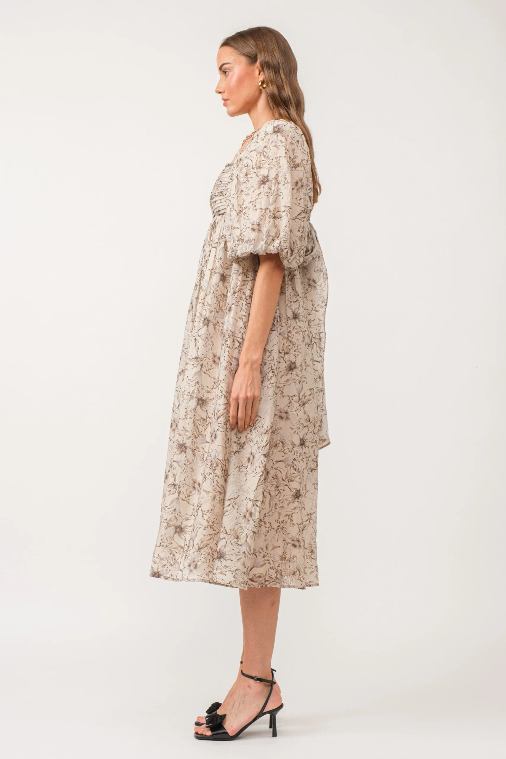 Melody Puff Sleeve Babydoll Midi Dress