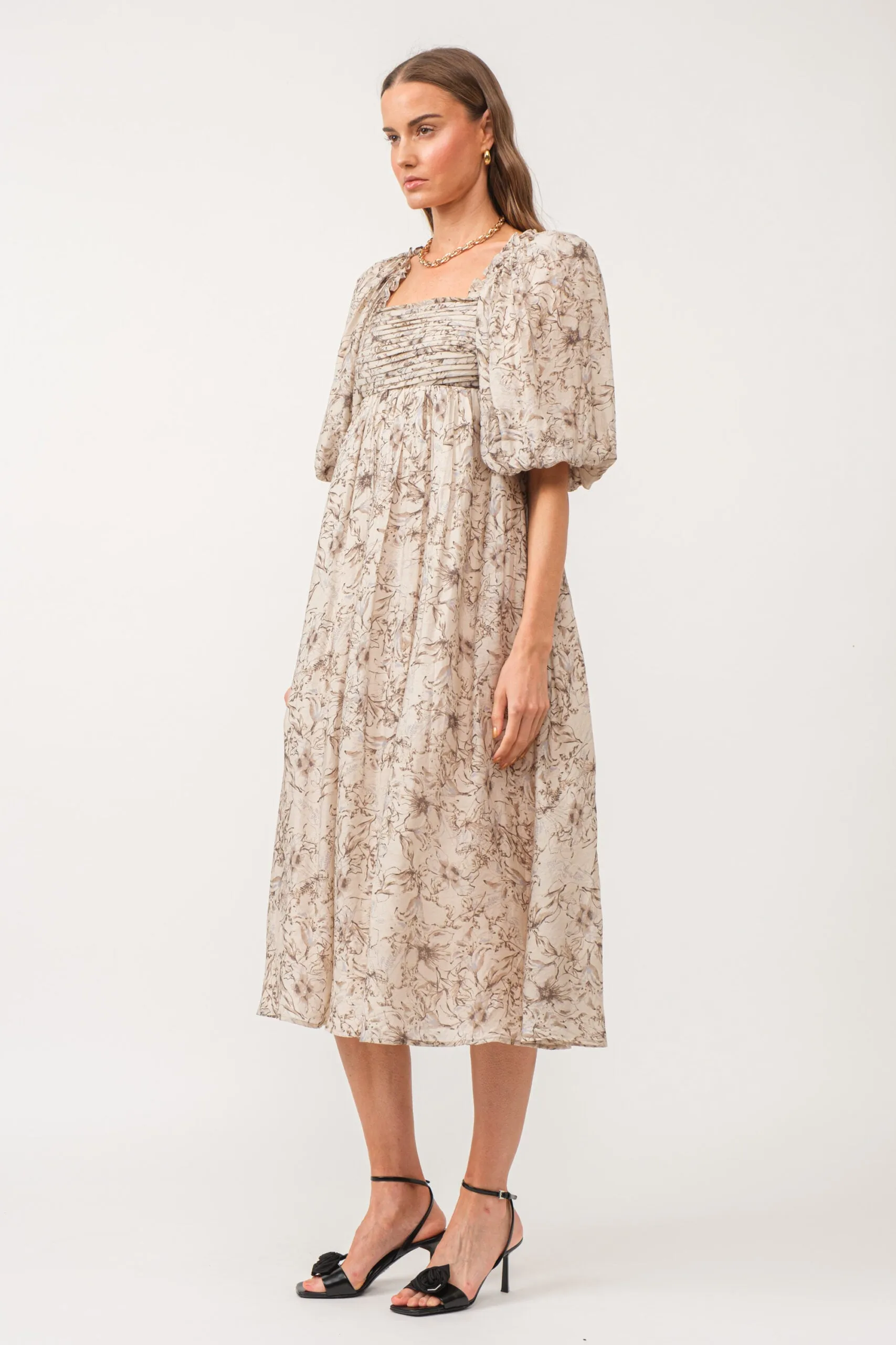 Melody Puff Sleeve Babydoll Midi Dress