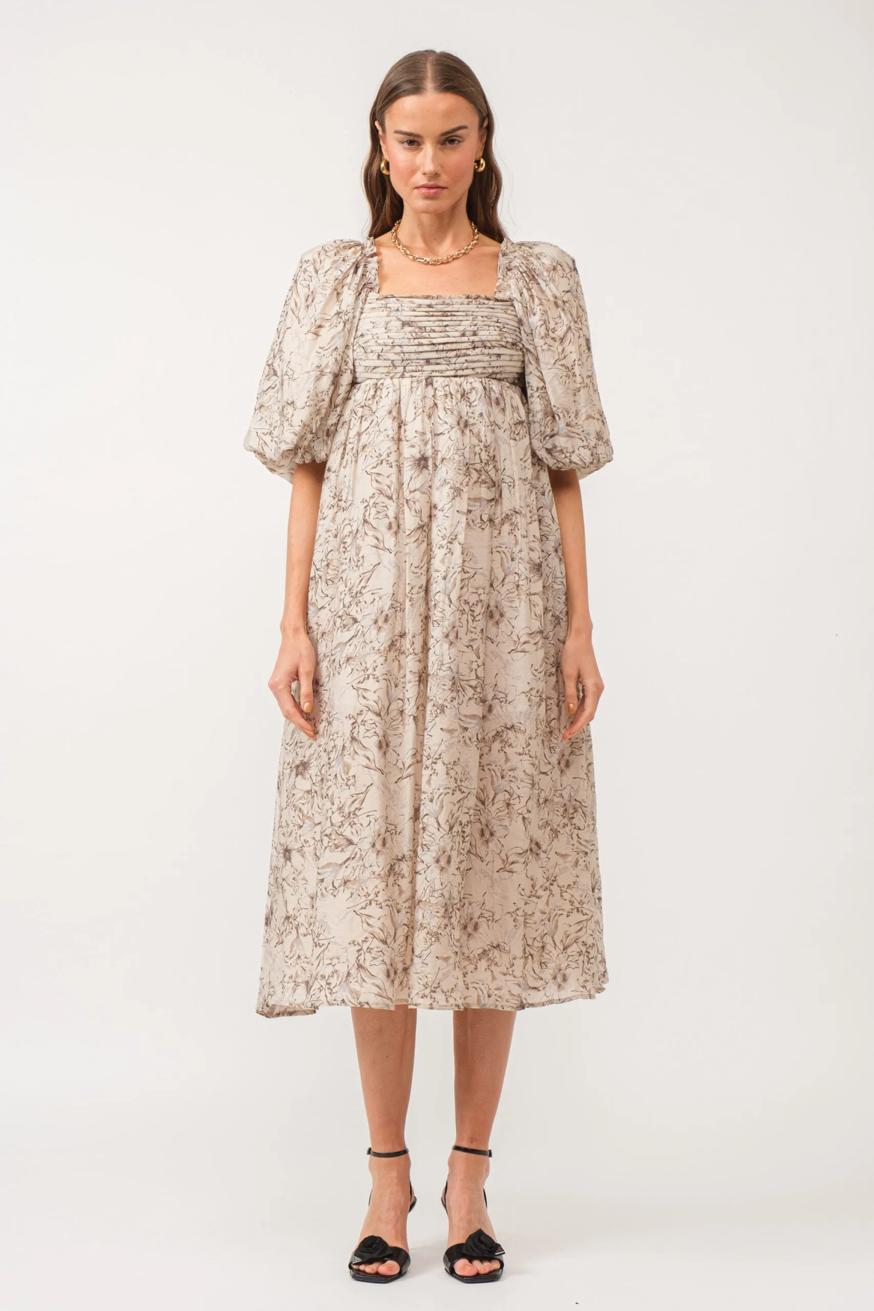 Melody Puff Sleeve Babydoll Midi Dress