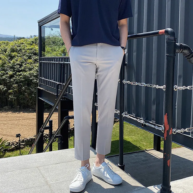 Men's Business British Casual Solid Color Pants