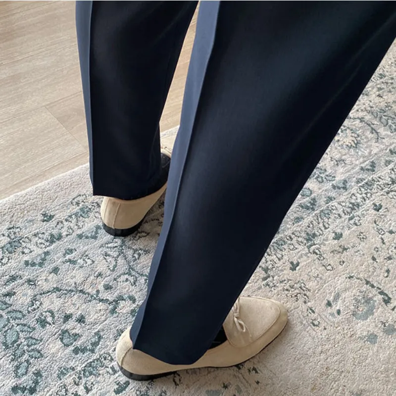 Men's Business Casual Solid Color Straight Fit British Dress Pants
