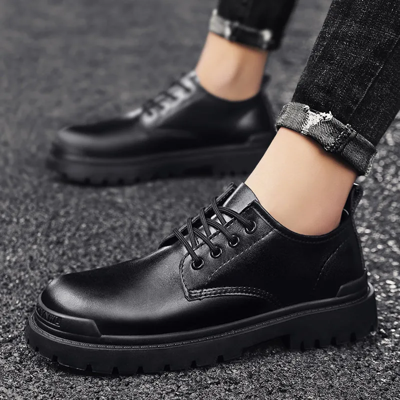 Men's Casual Genuine Leather Chunky Shoes