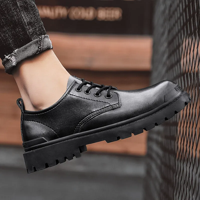 Men's Casual Genuine Leather Chunky Shoes